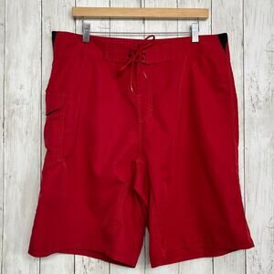 Reef Mens 36 Red Swim Board Surf Trunks Shorts Cargo Pocket Lightweight Beach